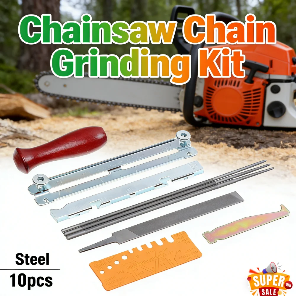 Complete Chainsaw Sharpening Kit 10pcs Set Round Flat File Handle Guide Bar Sharpener Depth Gauge Durable Steel Hand Tools
Complete Chainsaw Sharpening Kit 10pcs Set Round Flat File Handle Guide Bar Sharpener Depth Gauge Durable Steel Hand Tools