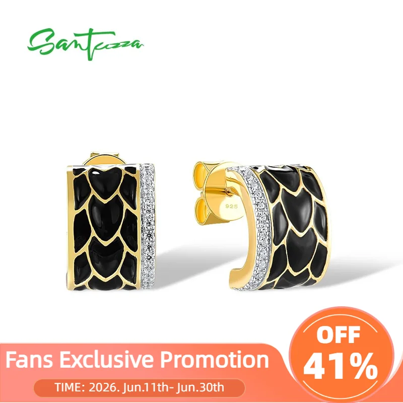 SANTUZZA Pure 925 Sterling Silver Earrings For Woman Sparkling White CZ Black Enamel Delicate Neutral Style Gifts Fine Jewelry
SANTUZZA Pure 925 Sterling Silver Earrings For Woman Sparkling White CZ Black Enamel Delicate Neutral Style Gifts Fine Jewelry