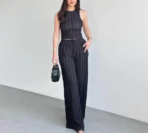Summer 2025 New Solid Color Sleeveless Vest Top and Strap Pocket Straight Leg Pants Set Women's Casual Fashion Solid Color Set
Summer 2025 New Solid Color Sleeveless Vest Top and Strap Pocket Straight Leg Pants Set Women's Casual Fashion Solid Color Set