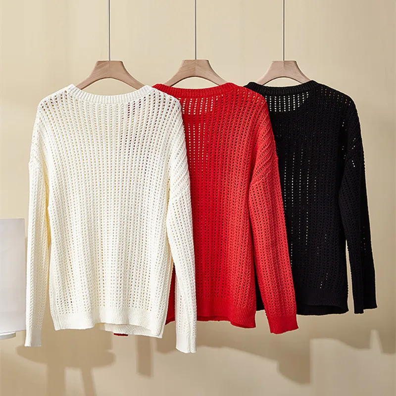 Women's Spring/Summer New Round Neck Top Hollow Solid Color Cotton Knitted Top All-Match
Women's Spring/Summer New Round Neck Top Hollow Solid Color Cotton Knitted Top All-Match