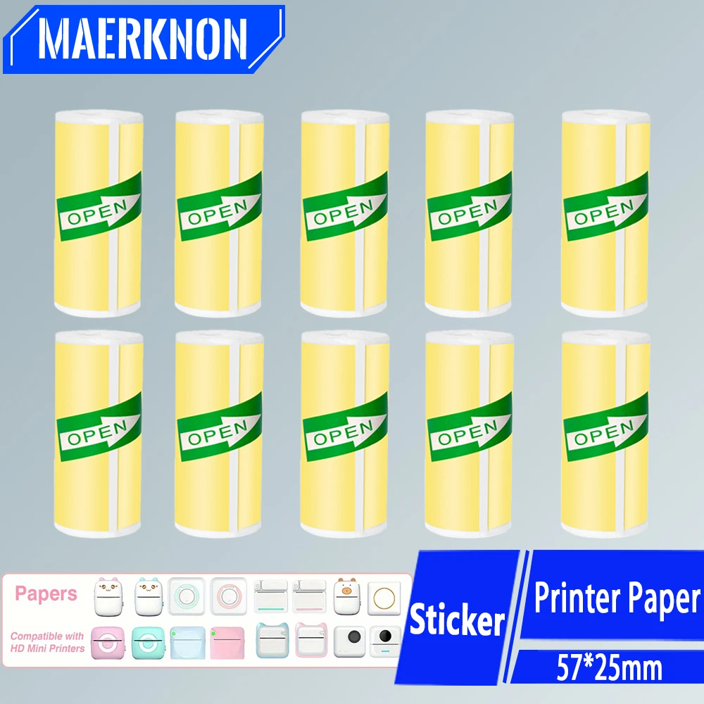 Mini Printer Thermal Paper 57*25MM HD Self-adhesive Roll Paper Label Sticker Photo Inkless Printing Portable Printer Color Paper
Mini Printer Thermal Paper 57*25MM HD Self-adhesive Roll Paper Label Sticker Photo Inkless Printing Portable Printer Color Paper