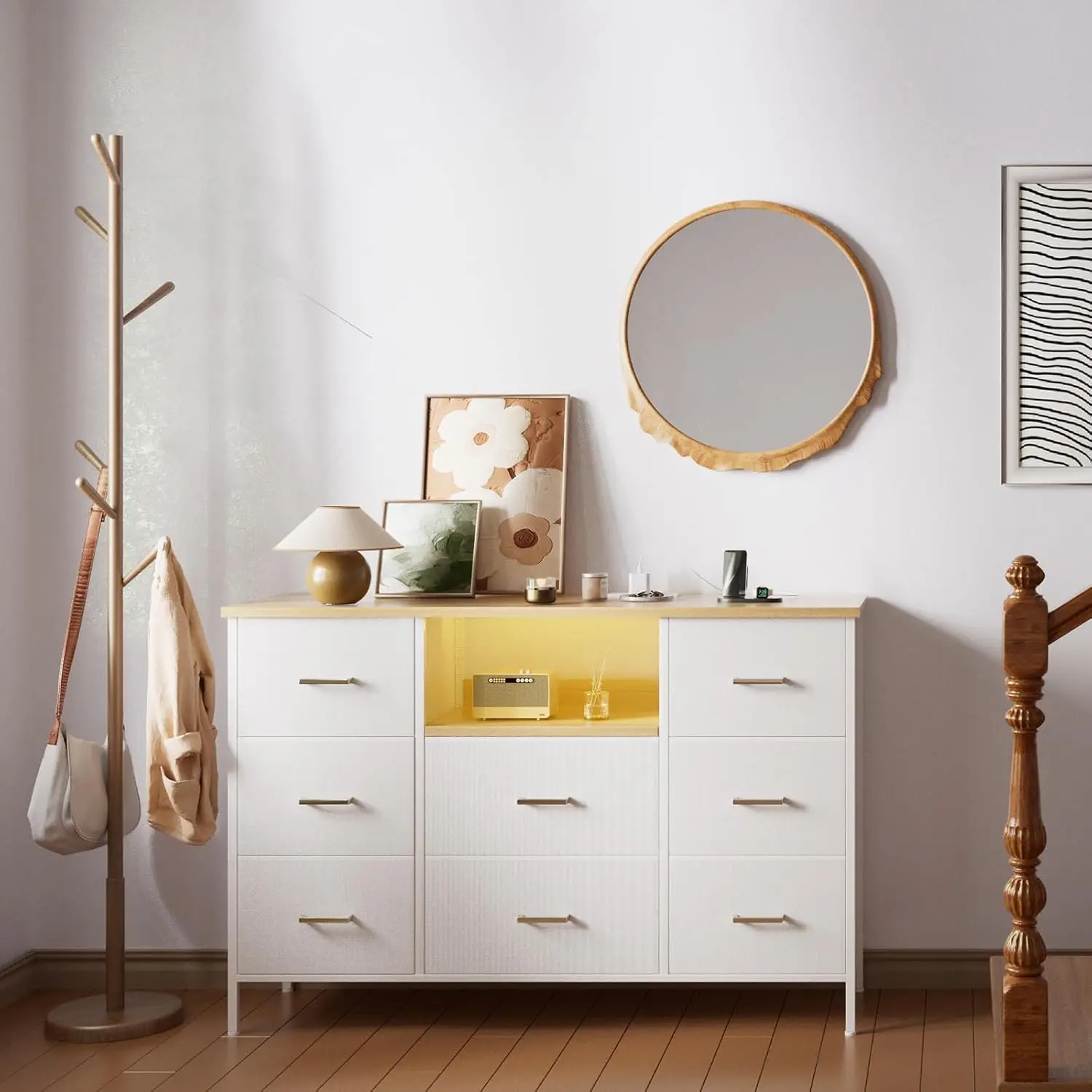 White Dresser With Led Lights & Power Outlets, Dresser Tv Stand With 8 Drawers For 55"" Tv, Fabric Chest Of Drawers For
White Dresser With Led Lights & Power Outlets, Dresser Tv Stand With 8 Drawers For 55"" Tv, Fabric Chest Of Drawers For