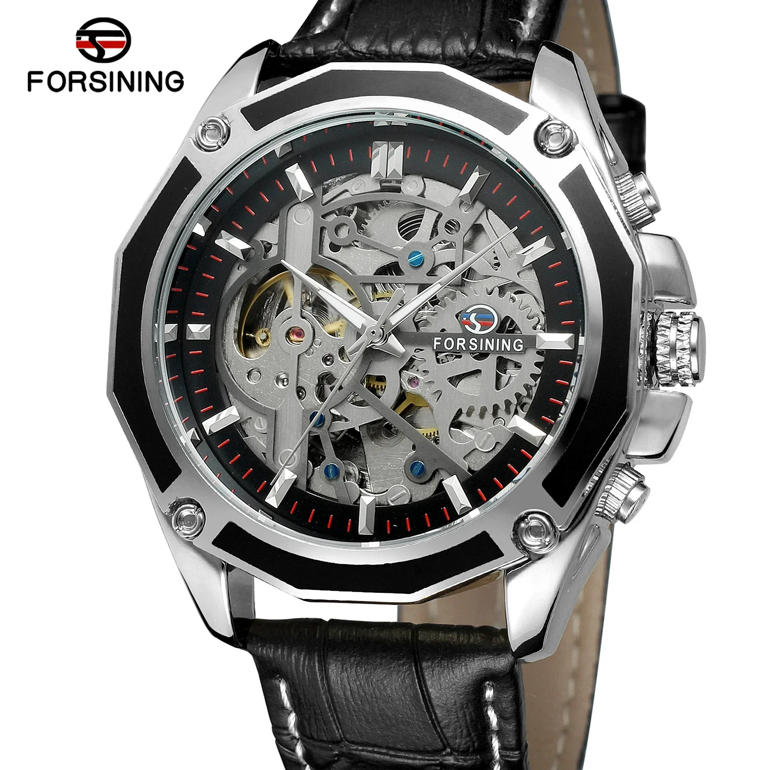 Fashion Trend Cool Casual Black Dial Silver Case Black Strap Men Watch Automatic Mechanical Watch
Fashion Trend Cool Casual Black Dial Silver Case Black Strap Men Watch Automatic Mechanical Watch