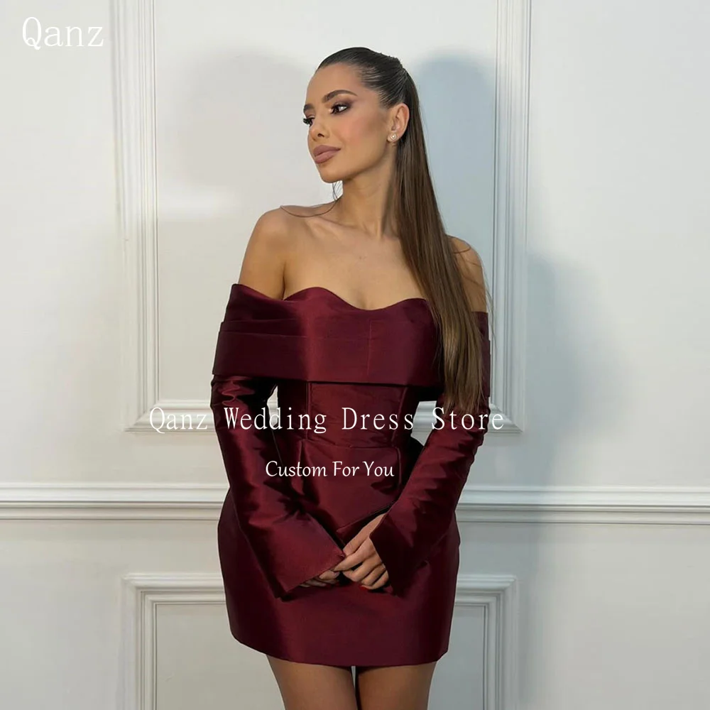 Qanz Burgundy Mini Prom Dresses Off The Shouder Backless Cocktail Party Gowns Sexy Backless Satin Vestido De Festa Customized
Qanz Burgundy Mini Prom Dresses Off The Shouder Backless Cocktail Party Gowns Sexy Backless Satin Vestido De Festa Customized