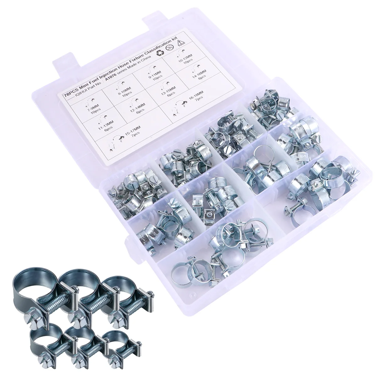 88 Pcs Carbon Steel Hose Clips Adjustable Pipe Clamps for Tube Pond Pump Pool Hose Washing Machine Garden Workshop
88 Pcs Carbon Steel Hose Clips Adjustable Pipe Clamps for Tube Pond Pump Pool Hose Washing Machine Garden Workshop