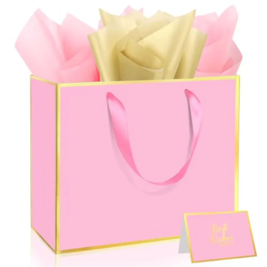 3 Pack Pink Medium Gift Bags with Handles and 9 Tissue Papers, 11.8x10x4 Inches for Men, Women, Birthdays Party, Baby Showers,
3 Pack Pink Medium Gift Bags with Handles and 9 Tissue Papers, 11.8x10x4 Inches for Men, Women, Birthdays Party, Baby Showers,