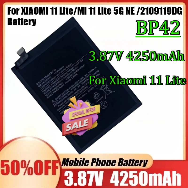 For XIAOMI 11 Lite/Mi 11 Lite 5G NE /2109119DG Battery +Tools New BP42 4250mAh 3.87V High Quality Battery
For XIAOMI 11 Lite/Mi 11 Lite 5G NE /2109119DG Battery +Tools New BP42 4250mAh 3.87V High Quality Battery
