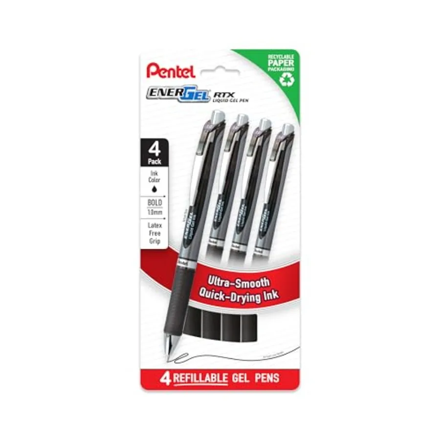 EnerGel RTX Liquid Gel Pens, Bold 1.0mm,Ink, 4-pk (BL80PF4A
EnerGel RTX Liquid Gel Pens, Bold 1.0mm,Ink, 4-pk (BL80PF4A