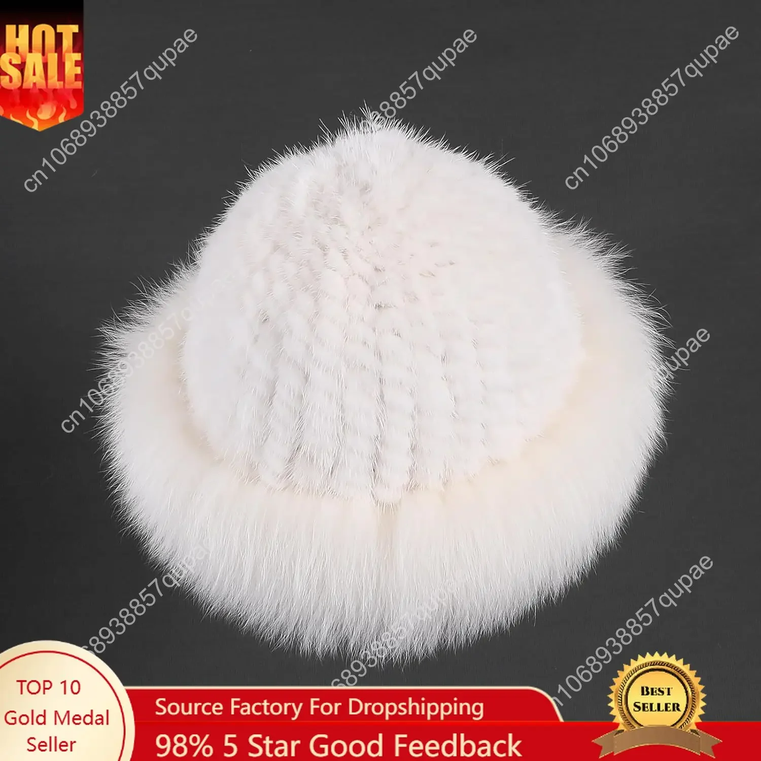 Women Winter Real Fur Bucket Hat Knitted Mink Fur Hats with Big Fox Fur Trim Brim Unlined
Women Winter Real Fur Bucket Hat Knitted Mink Fur Hats with Big Fox Fur Trim Brim Unlined
