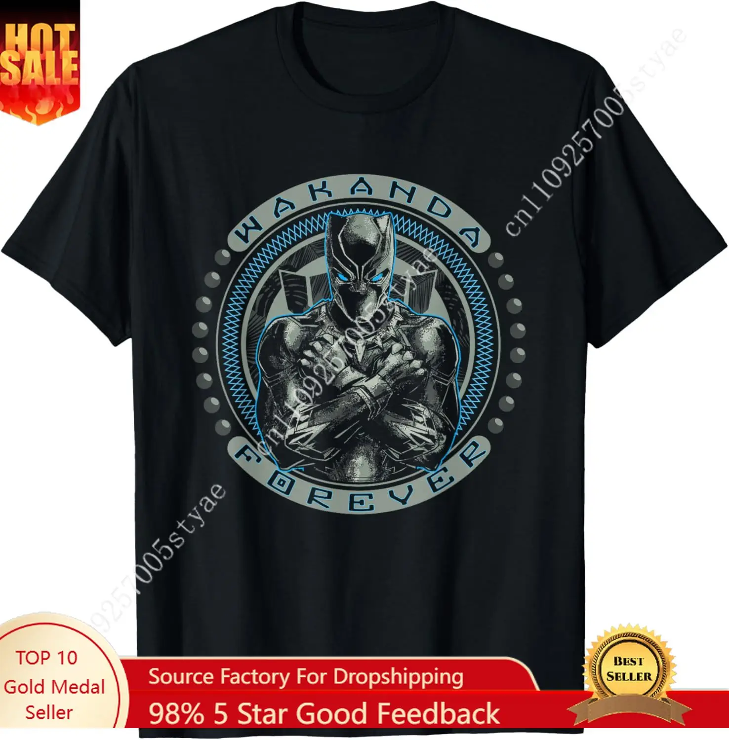 Marvel Black Panther T'Challa Wakanda Forever Black T-Shirt Small
Marvel Black Panther T'Challa Wakanda Forever Black T-Shirt Small