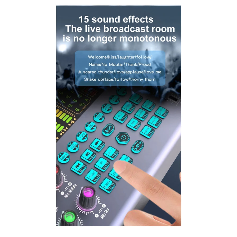 Professional Podcast Live Sound Card DJ Mixer Audio Mixer Equipment For PC Recording Singing Streaming Gaming
Professional Podcast Live Sound Card DJ Mixer Audio Mixer Equipment For PC Recording Singing Streaming Gaming
