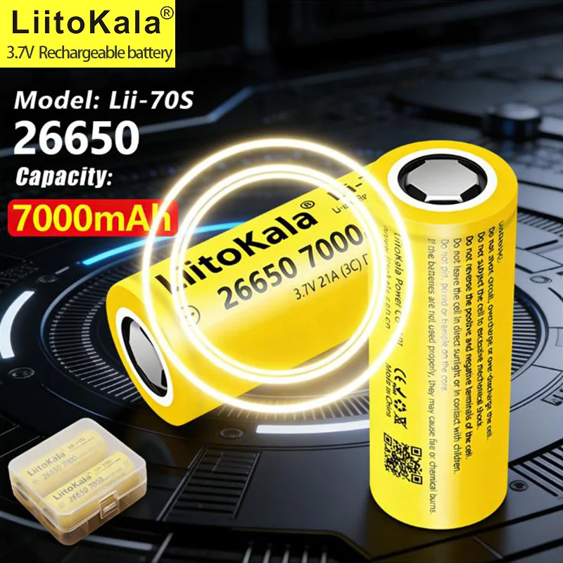 LiitoKala 26650 7000mAh Li-ion 3.7v Rechargeable Battery for Flashlight 35A 3.7V Power batteries
LiitoKala 26650 7000mAh Li-ion 3.7v Rechargeable Battery for Flashlight 35A 3.7V Power batteries