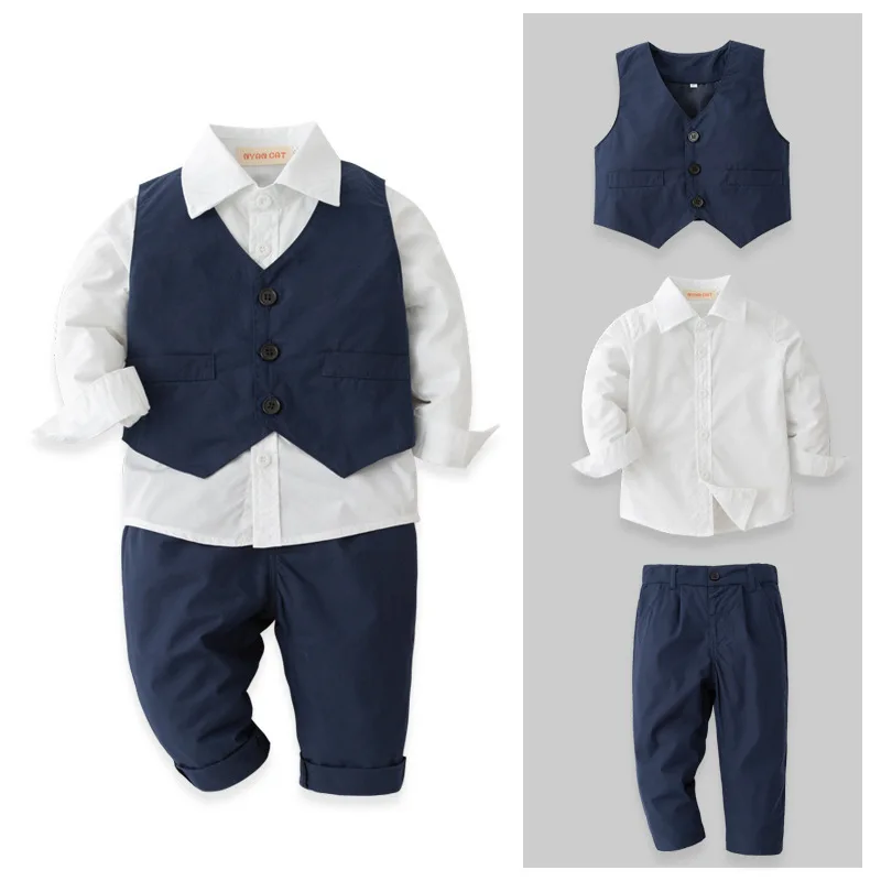 European American Style Kids Gentleman Suit For Boys Toddler Long Sleeve Tuxedo 3 Piece Outfit Formal Wedding Party Clothing
European American Style Kids Gentleman Suit For Boys Toddler Long Sleeve Tuxedo 3 Piece Outfit Formal Wedding Party Clothing