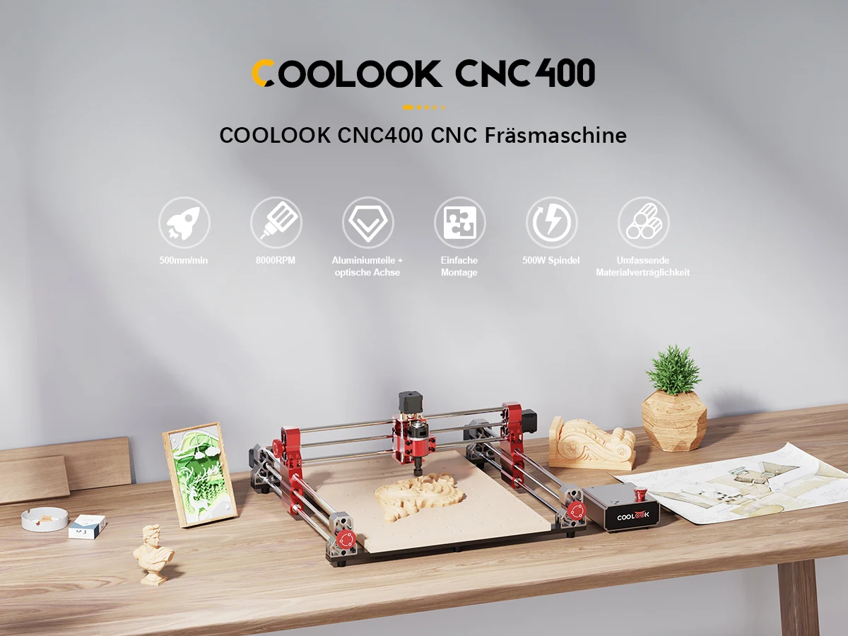 CNC Router 3-axis Engrounding Machine, 400 × 400 × 80 mm Working Area, with Emergency Off switch and Controller
CNC Router 3-axis Engrounding Machine, 400 × 400 × 80 mm Working Area, with Emergency Off switch and Controller