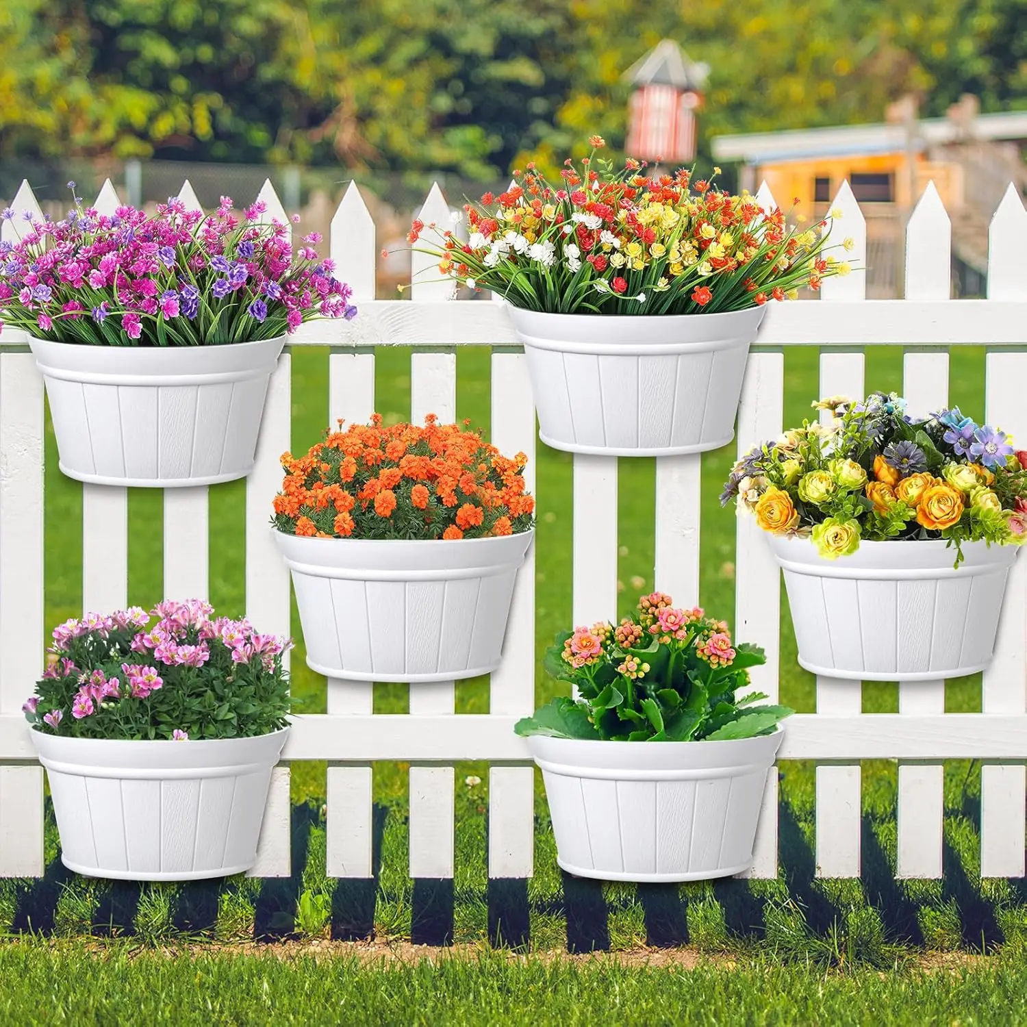 6 Pcs Wall Hanging Planters with Drainage, Wine Barrel Style Distressed Oak Thickened Plastic Flower Pots for Indoor Outdoor
6 Pcs Wall Hanging Planters with Drainage, Wine Barrel Style Distressed Oak Thickened Plastic Flower Pots for Indoor Outdoor