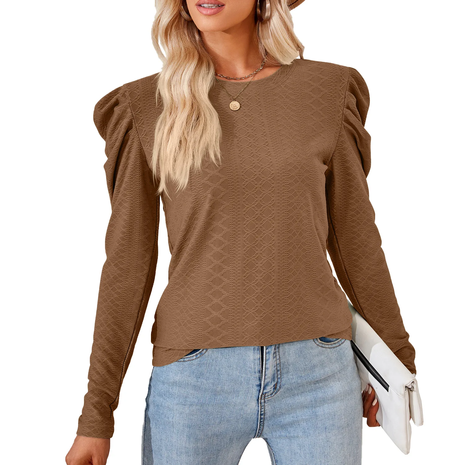 Blouse for Women Autumn and Winter New Solid Color Round Neck Loose Pleated Long-sleeved T-shirt
Blouse for Women Autumn and Winter New Solid Color Round Neck Loose Pleated Long-sleeved T-shirt
