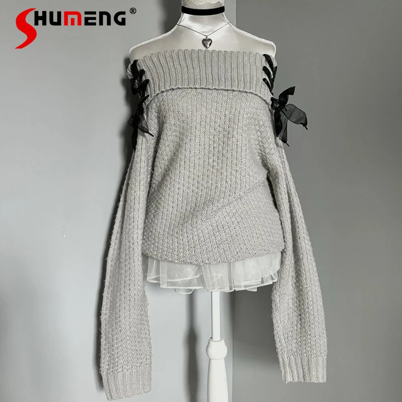 Original Gray Off-Shoulder Sweaters Women's Straps Sweet Elegant Casual Knitwear Top Lady Knitted Pullovers Autumn and Winter
Original Gray Off-Shoulder Sweaters Women's Straps Sweet Elegant Casual Knitwear Top Lady Knitted Pullovers Autumn and Winter