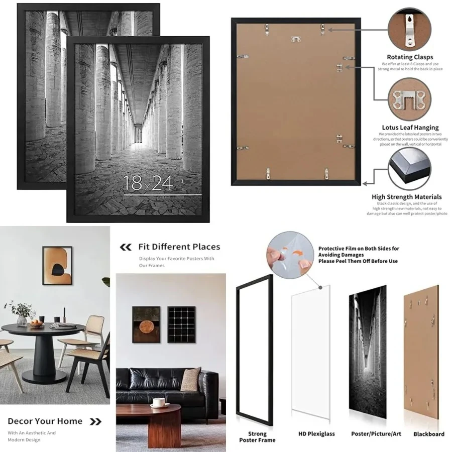 18x24 Poster Frame 2 Pack, Black 18 x 24 Picture Frames for Horizontal or Vertical Wall Mounting, Scratch-proof Safe and Artistic Large Photo Frame Wall Art
18x24 Poster Frame 2 Pack, Black 18 x 24 Picture Frames for Horizontal or Vertical Wall Mounting, Scratch-proof Safe and Artistic Large Photo Frame Wall Art