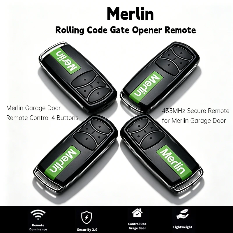 Compatible Merlin E960M Garage Door Remote Control 433.92MHz Rolling Code Replacement Transmitter for Merlin+ 2.0
Compatible Merlin E960M Garage Door Remote Control 433.92MHz Rolling Code Replacement Transmitter for Merlin+ 2.0