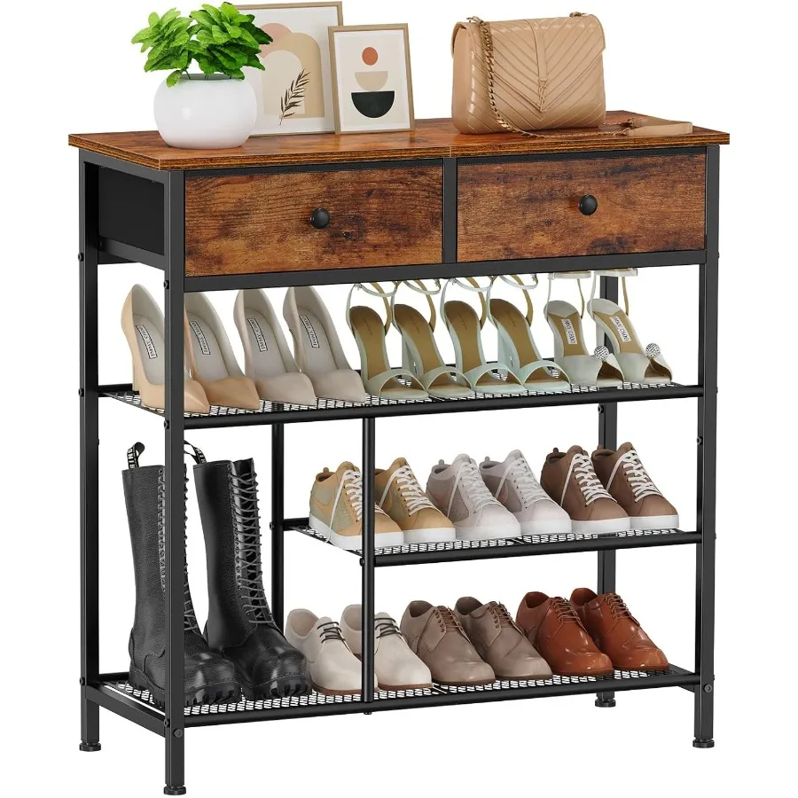 4-уровневая полка для обуви в прихожей с 2 неткаными ящиками. Прочная деревянная верхняя часть и металлические полки для эффективного хранения обуви в шкафах I.
4-уровневая полка для обуви в прихожей с 2 неткаными ящиками. Прочная деревянная верхняя часть и металлические полки для эффективного хранения обуви в шкафах I.