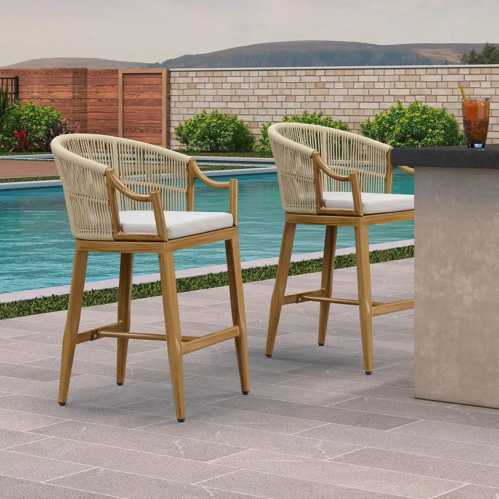 Counter Height Bar Stools Set of 2 Patio Rattan Bar Stool Chairs Outdoor Modern Boho Barstools with Backs and Ergonomic Armrest
Counter Height Bar Stools Set of 2 Patio Rattan Bar Stool Chairs Outdoor Modern Boho Barstools with Backs and Ergonomic Armrest