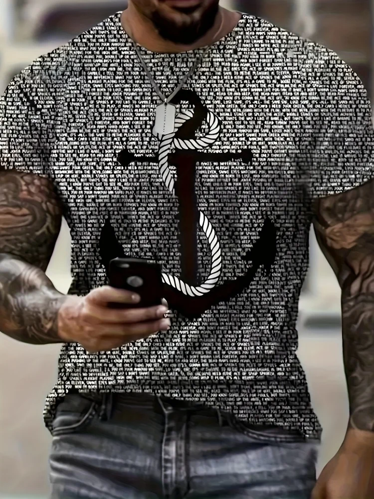 New Fashion Anchor Printed Men's T-Shirt Vintage Street Fashion Harajuku Round Neck Short Sleeve Tops Comfortable Men's Clothing
New Fashion Anchor Printed Men's T-Shirt Vintage Street Fashion Harajuku Round Neck Short Sleeve Tops Comfortable Men's Clothing