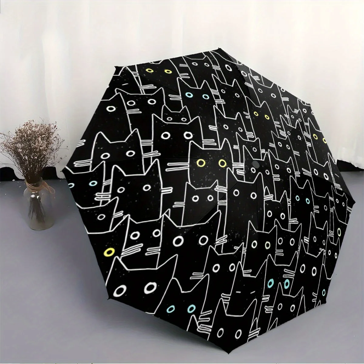 Складной зонт Зонт с рисунком контура черного кота с различными цветными глазами; ядровой мотив черный
Складной зонт Зонт с рисунком контура черного кота с различными цветными глазами; ядровой мотив черный