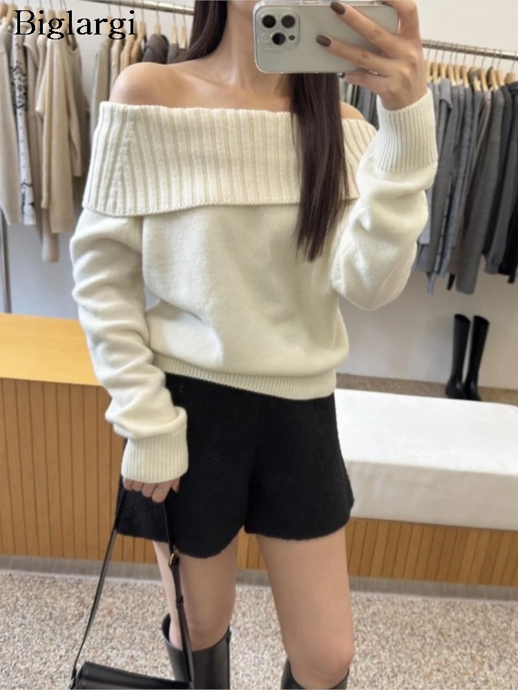 Knitted Autumn Pullover Sweater Women Off Shoulder Fashion Sexy Ladies Sweaters Korean Style Loose Long Sleeve Woman Sweater
Knitted Autumn Pullover Sweater Women Off Shoulder Fashion Sexy Ladies Sweaters Korean Style Loose Long Sleeve Woman Sweater