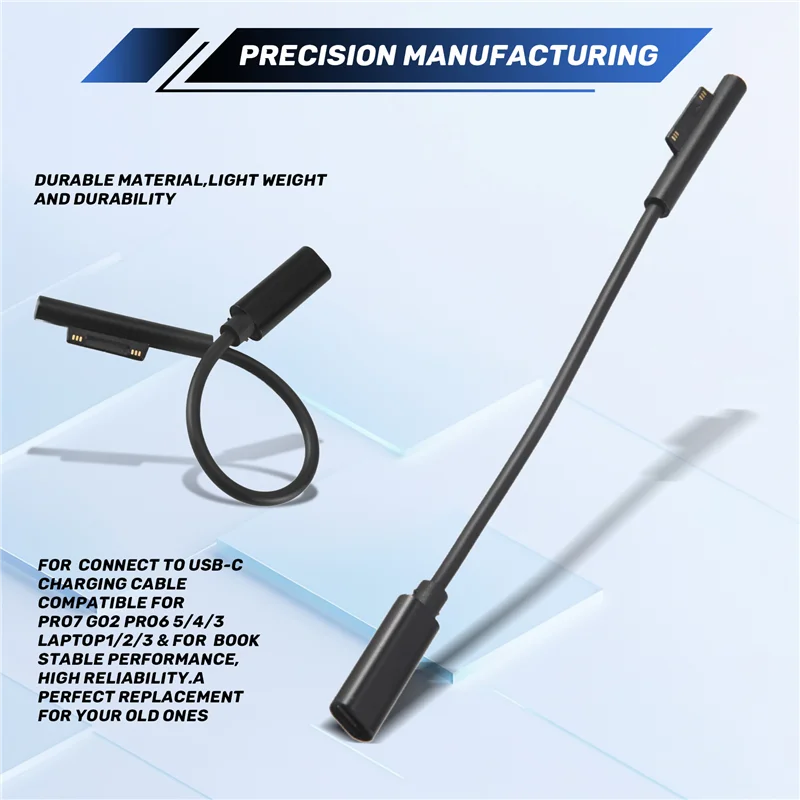 Surface Connect To USB-C Charging Cable Compatible For Surface Pro7 Go2 Pro6 5/4/3 Laptop1/2/3 & Surface Book
Surface Connect To USB-C Charging Cable Compatible For Surface Pro7 Go2 Pro6 5/4/3 Laptop1/2/3 & Surface Book