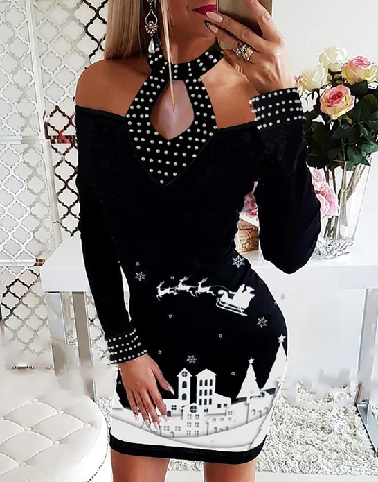 2024 Autumn Spring Fashion Elegant Evening Party Dresses Women Christmas Print Sexy Hanging Neck Bubble Bead Tight Fitting Skirt
2024 Autumn Spring Fashion Elegant Evening Party Dresses Women Christmas Print Sexy Hanging Neck Bubble Bead Tight Fitting Skirt