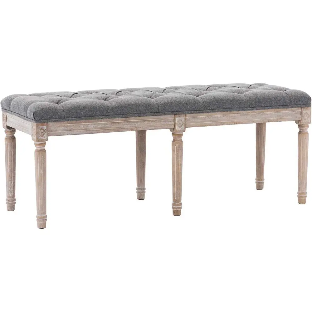 45 Gray Upholstered Dining Bench with Carved White Brushed Rubberwood Legs
45 Gray Upholstered Dining Bench with Carved White Brushed Rubberwood Legs
