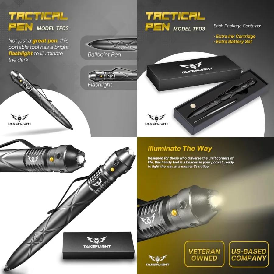 Тактическая ручка TF TAKEFLIGHT, многофункциональный инструмент со светодиодным фонариком EDC для самообороны и функцией прецизионного письма, идеально подходящий для военных
Тактическая ручка TF TAKEFLIGHT, многофункциональный инструмент со светодиодным фонариком EDC для самообороны и функцией прецизионного письма, идеально подходящий для военных