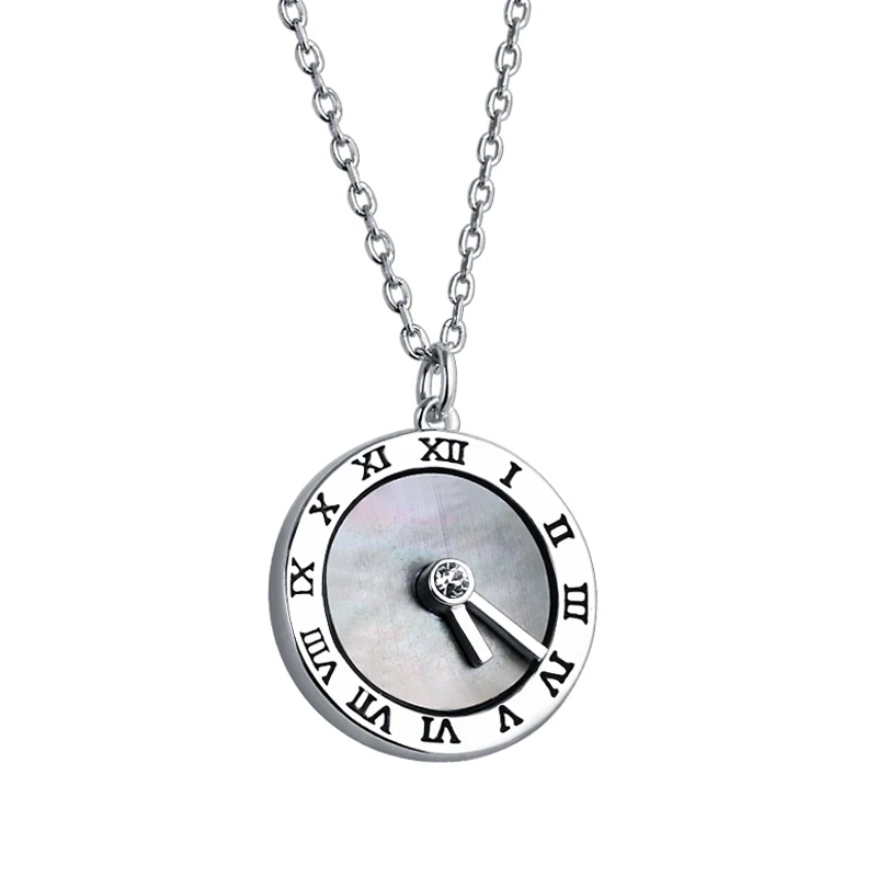 Sterling Silver Jewelry Necklace Atlas Roman Numerals Clock Design Round Necklaces for Women
Sterling Silver Jewelry Necklace Atlas Roman Numerals Clock Design Round Necklaces for Women