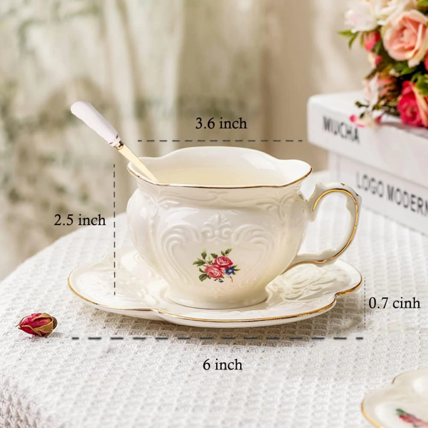 European Vintage Porcelain Coffee Cup Set - Floral Pattern - Perfect Gift for Coffee & Tea Lovers - Home Décor - 2 pcs, 6.8 oz
European Vintage Porcelain Coffee Cup Set - Floral Pattern - Perfect Gift for Coffee & Tea Lovers - Home Décor - 2 pcs, 6.8 oz