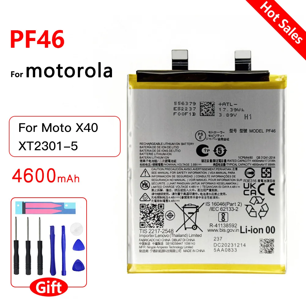 Original New PF46 Replacement Original Battery For Motorola MOTO X40 XT2301-5 Mobile Phone Batteria 4600mAh+tools
Original New PF46 Replacement Original Battery For Motorola MOTO X40 XT2301-5 Mobile Phone Batteria 4600mAh+tools