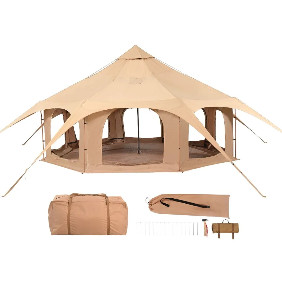 4 Seasons Canvas Bell Tent for Camping, Natural Beige, Breathable Stove-Jack Compatible, Up to 8 People, Ideal for Family Outdo
4 Seasons Canvas Bell Tent for Camping, Natural Beige, Breathable Stove-Jack Compatible, Up to 8 People, Ideal for Family Outdo