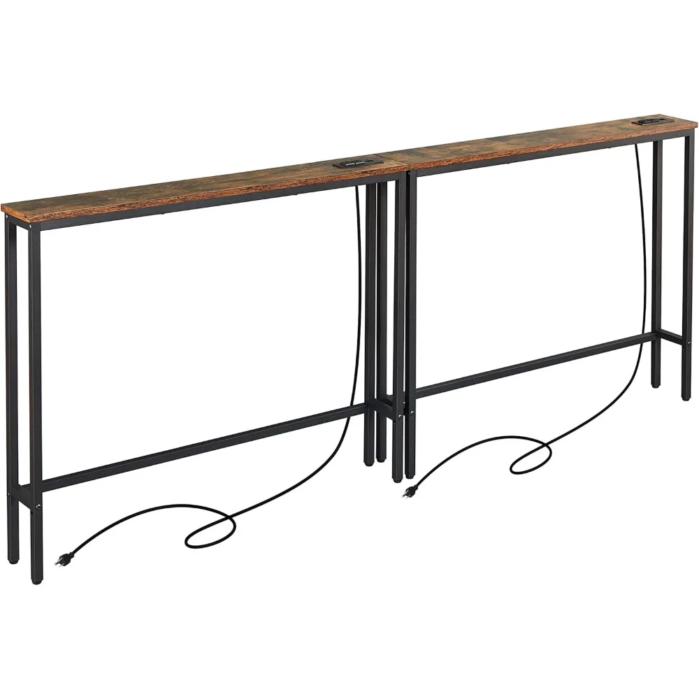 Narrow Console Sofa Table with Power Outlets, Long Couch Table with Metal Frame and Charge Station
Narrow Console Sofa Table with Power Outlets, Long Couch Table with Metal Frame and Charge Station