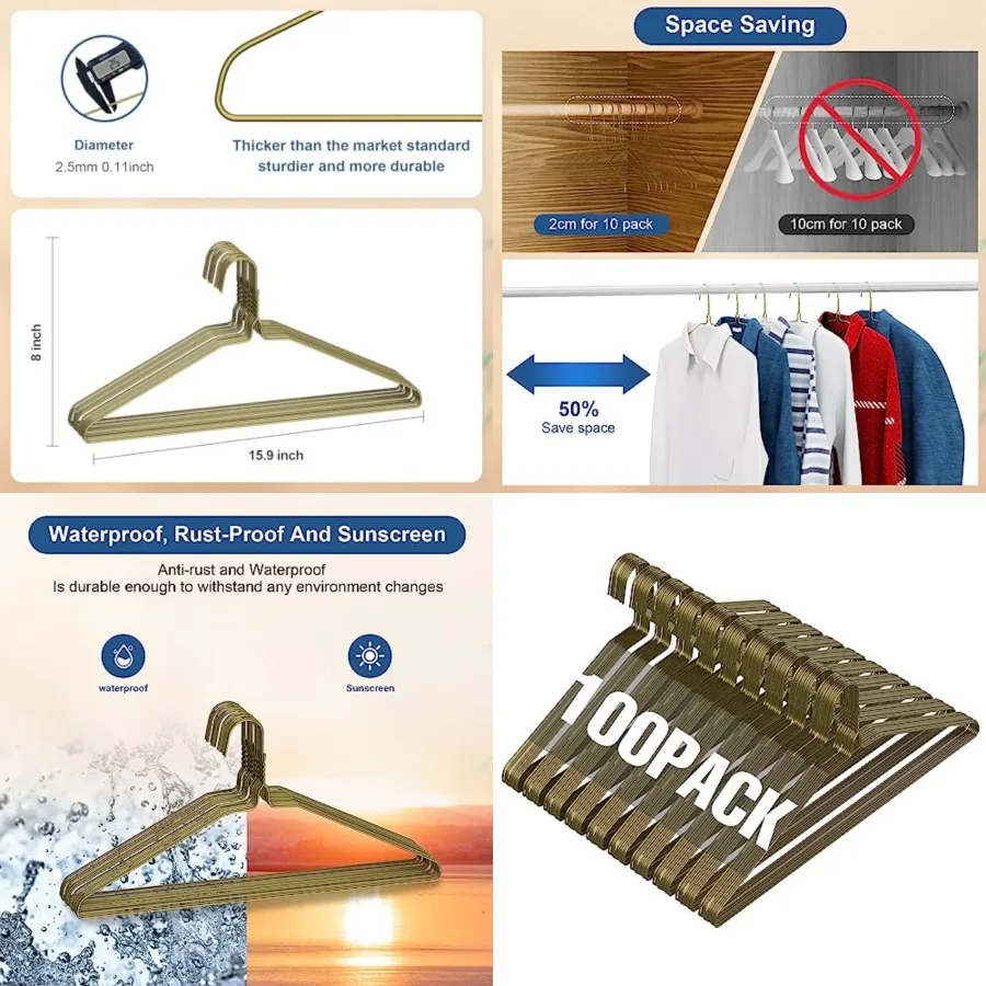 Wire Metal Clothes Hangers Bulk for Standard Size Suits, Coats, Shirts, Pants, Skirts, Space Saving, Non Slip, 16 Inch 12 Gauge
Wire Metal Clothes Hangers Bulk for Standard Size Suits, Coats, Shirts, Pants, Skirts, Space Saving, Non Slip, 16 Inch 12 Gauge