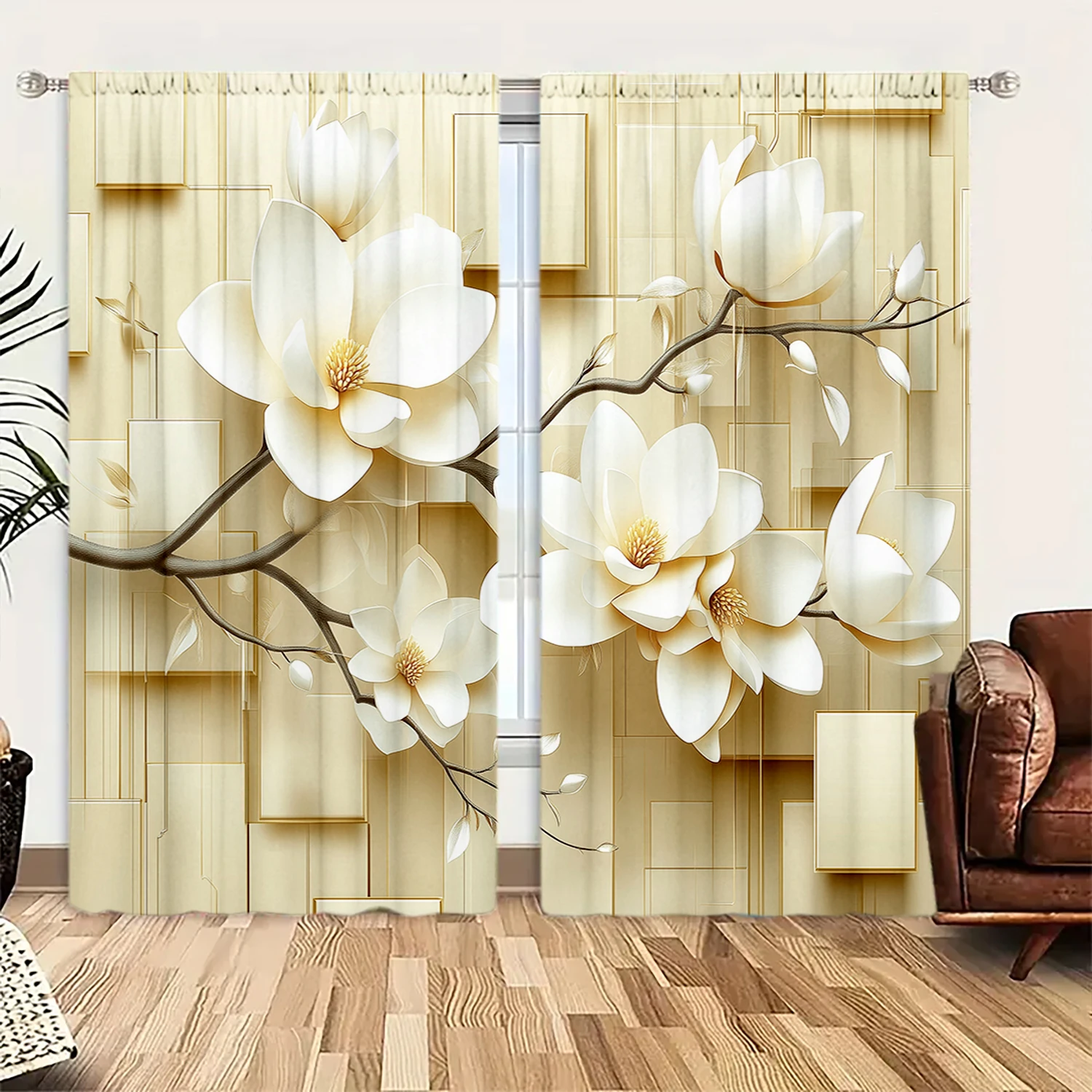 2pcs Elegant and Pure White Magnolia Flowers Printed Curtain for Home Decor - Rod Pocket Window Treatment for Bedroom, Office
2pcs Elegant and Pure White Magnolia Flowers Printed Curtain for Home Decor - Rod Pocket Window Treatment for Bedroom, Office