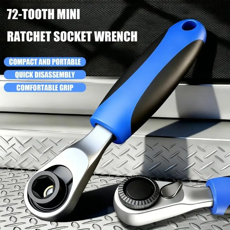 Professional Mini Ratcheting Wrench Handle Durability Alloy Steel Construction 6.35Mm Hexagonal Interfaces Handle Grip M4YD