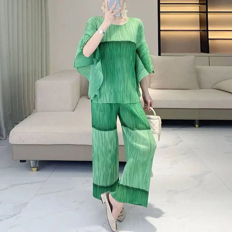 Women's High Quality Pleated Pants Sets Tie Dye Printed Pullover Top + Straight Leg Wide Leg Pants Two-piece Set 2A6KX
Women's High Quality Pleated Pants Sets Tie Dye Printed Pullover Top + Straight Leg Wide Leg Pants Two-piece Set 2A6KX