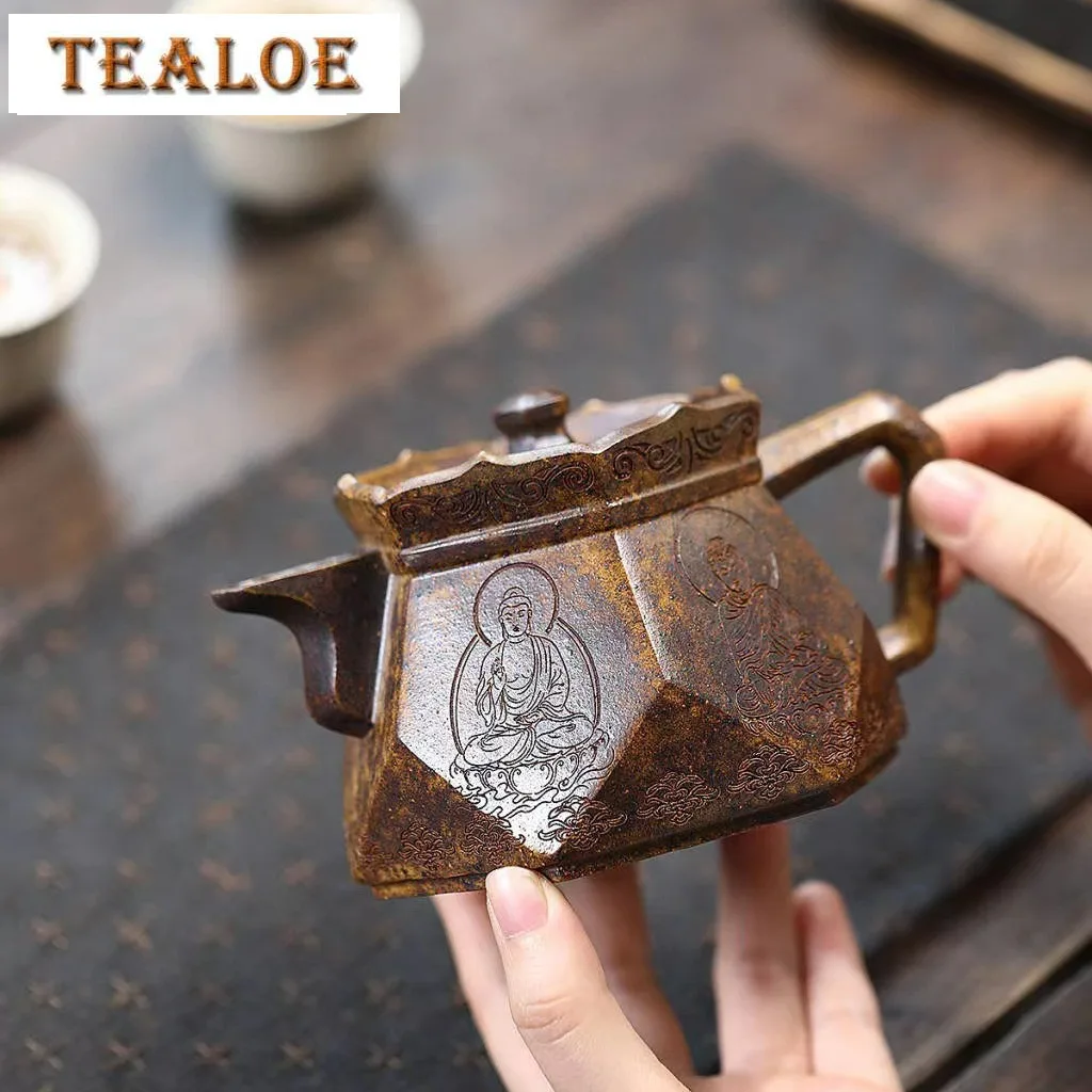 310ml Handmade Yixing Purple Clay Teapots Handmade Diamond Monk Hat Pot Raw Ore Keel Gold Sand Mud Tea Maker Kettle Zisha Teaset
310ml Handmade Yixing Purple Clay Teapots Handmade Diamond Monk Hat Pot Raw Ore Keel Gold Sand Mud Tea Maker Kettle Zisha Teaset