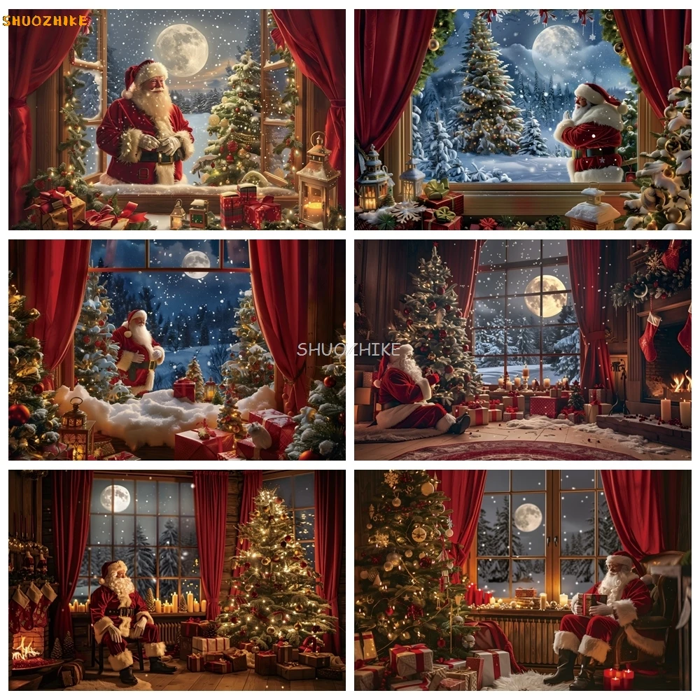 Winter Christmas Backdrop for Photography Snow Night Window Santa Claus Xmas Tree Gift Background Kid Family Portrait Banner
Winter Christmas Backdrop for Photography Snow Night Window Santa Claus Xmas Tree Gift Background Kid Family Portrait Banner
