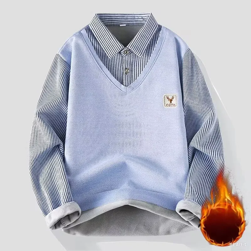Мужской повседневный свитер, искусственные пуловеры из двух предметов, универсальный базовый трикотаж для мужчин, зимний термокардиган, уличная домашняя одежда
Мужской повседневный свитер, искусственные пуловеры из двух предметов, универсальный базовый трикотаж для мужчин, зимний термокардиган, уличная домашняя одежда 