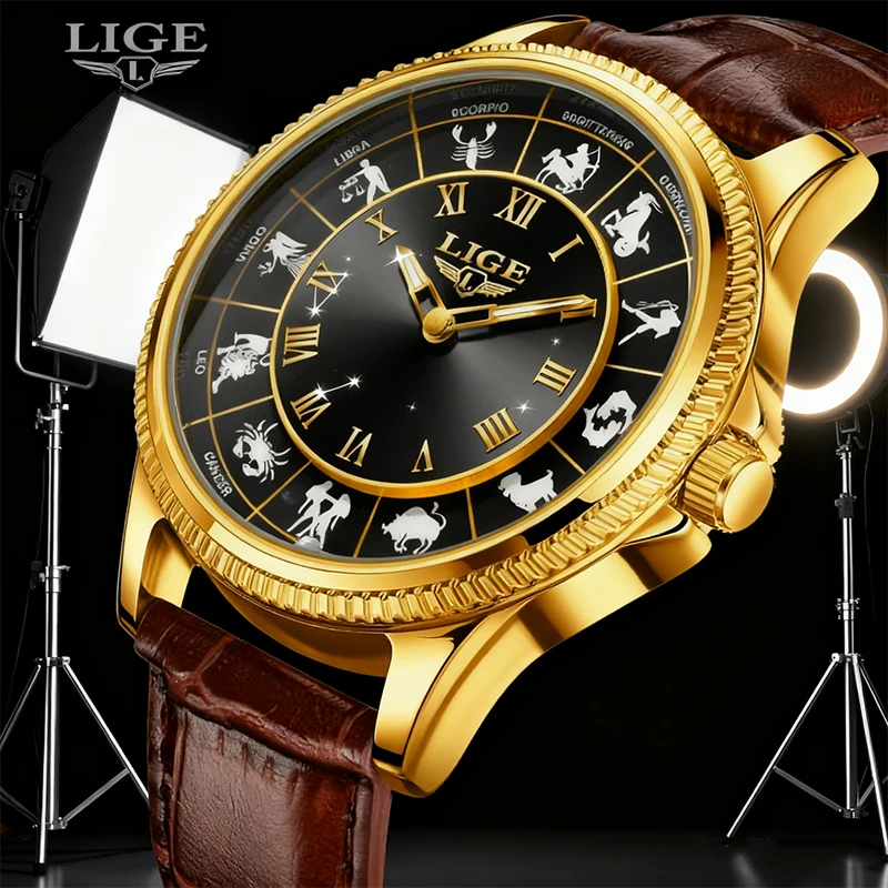 New LIGE Creative Luxury Watches for Men Waterproof Luminous Constellation Series Brown Leather Casual Watch Relogios Masculino
New LIGE Creative Luxury Watches for Men Waterproof Luminous Constellation Series Brown Leather Casual Watch Relogios Masculino