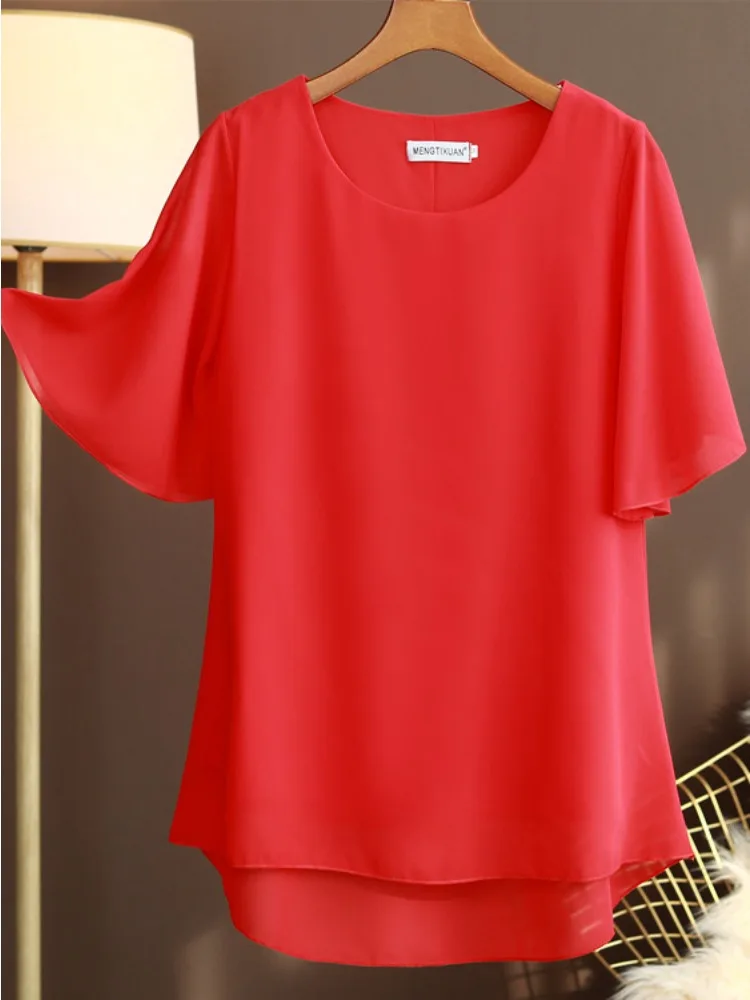 Ladys Plus Size Summer Top Loose Chiffon Short Sleeve T-Shirt Round Neck Tummy Cover Casual Luxe Fashion Women L-6XL BANERDANNI
Ladys Plus Size Summer Top Loose Chiffon Short Sleeve T-Shirt Round Neck Tummy Cover Casual Luxe Fashion Women L-6XL BANERDANNI