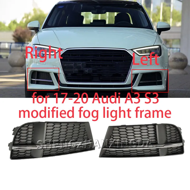 Suitable for 17-20 Audi A3 S3 Modified Fog Light Frame Black Grille Front Bumper Lower Grille Fog Lampshade 
Suitable for 17-20 Audi A3 S3 Modified Fog Light Frame Black Grille Front Bumper Lower Grille Fog Lampshade