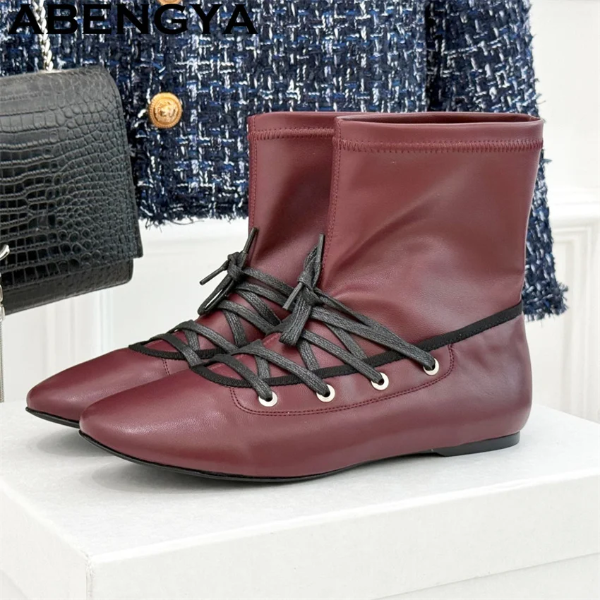 2025 Новые эластичные ботильоны с круглым носком на шнуровке, женские короткие ботинки из натуральной кожи на плоской подошве, женские зимние модные ботинки в стиле панк, Botas Mujer
2025 Новые эластичные ботильоны с круглым носком на шнуровке, женские короткие ботинки из натуральной кожи на плоской подошве, женские зимние модные ботинки в стиле панк, Botas Mujer