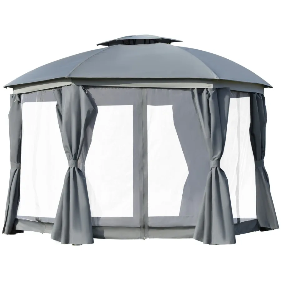12' x 12' Round Outdoor Gazebo Patio Dome Gazebo Canopy Shelter with Double Roof Netting Sidewalls and Curtains Zippered Doors
12' x 12' Round Outdoor Gazebo Patio Dome Gazebo Canopy Shelter with Double Roof Netting Sidewalls and Curtains Zippered Doors