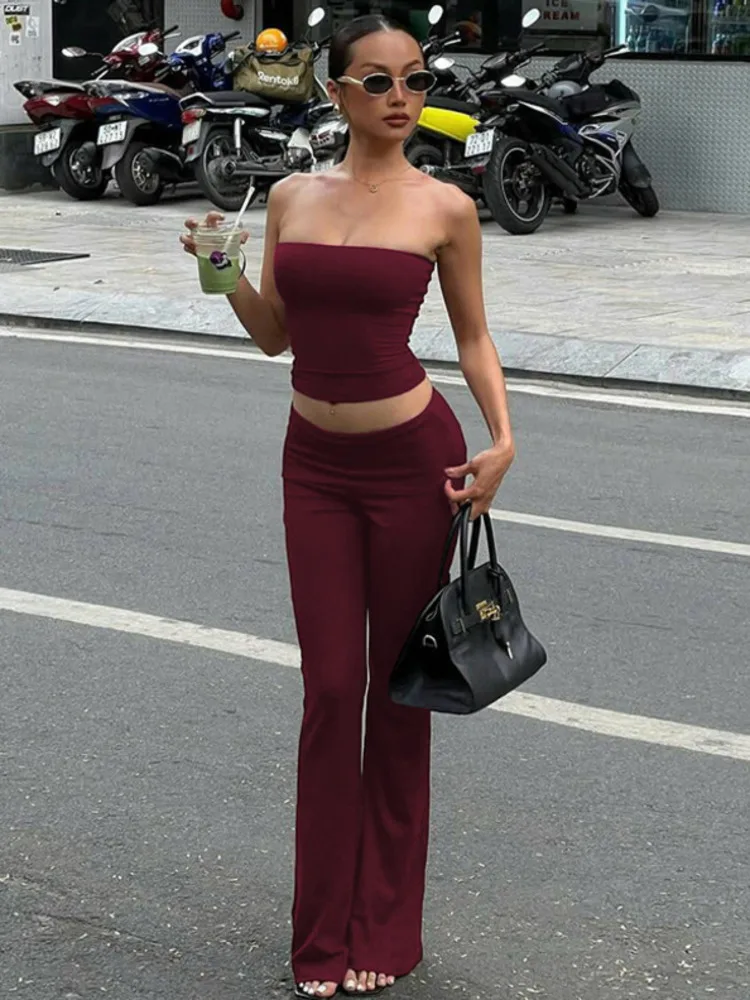 Blifanbo Summer Casual Strapless Flared Pants Set Women Elegant Backless Sleeveless Vest Top And Slim Long Pants Matching Sets
Blifanbo Summer Casual Strapless Flared Pants Set Women Elegant Backless Sleeveless Vest Top And Slim Long Pants Matching Sets
